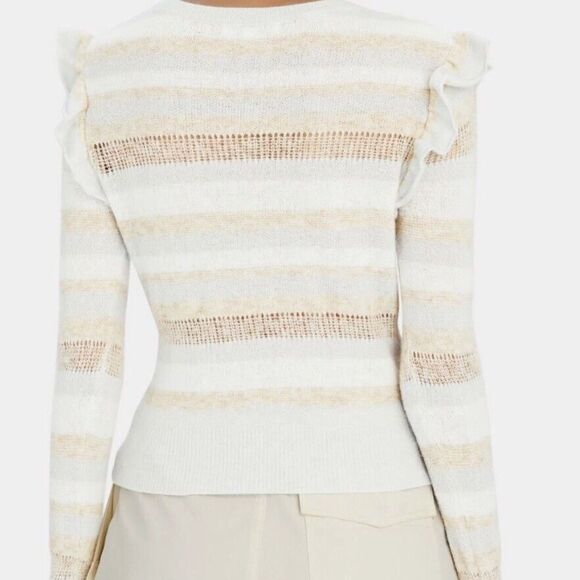 INTERMIX Elmore Ruffled Striped Sweater. Size P (XS) - Picture 2 of 8